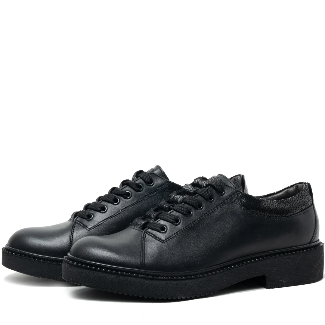 Pantofi casual dama, Glemis, piele naturala - Model: AN-1260-2, Culoare: Negru Sidefat, Marime: 38 (24.9 cm)