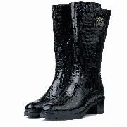 Cizme dama gamba groasa, Glemis, piele naturala - Model: GAMBA, Culoare: Negru Box Lac, Marime: 38 (25.2 cm)