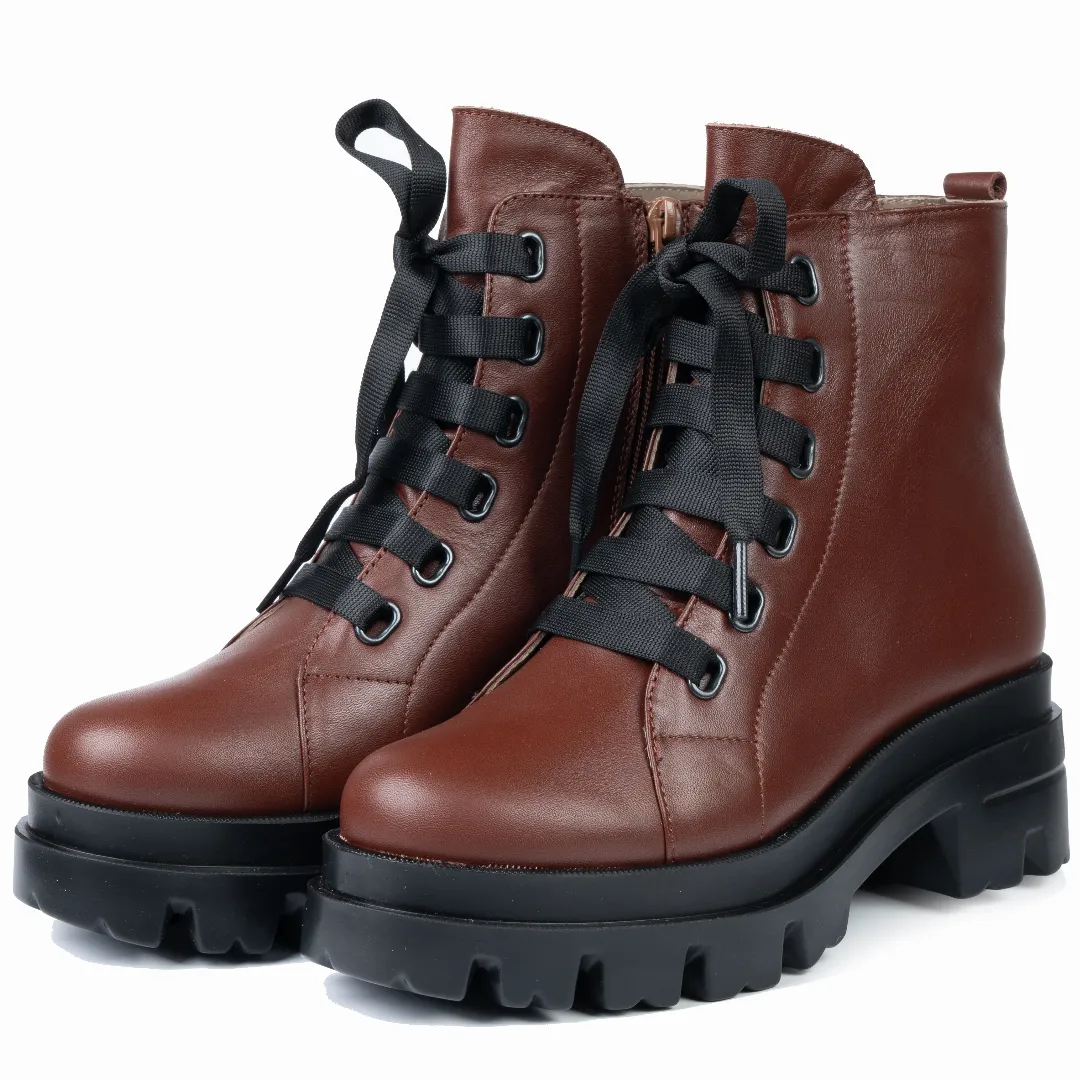 Bocanci dama, Glemis, piele naturala - Model: PS-995, Culoare: Maro Box, Marime: 38 (24.5 cm)