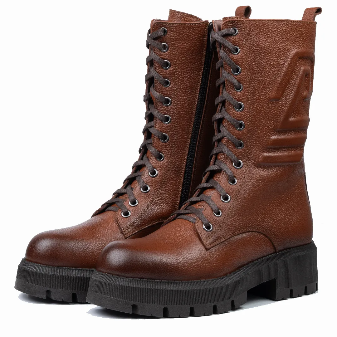 Ghete dama inalte, Glemis, piele naturala - Model: AS-florida-2425, Culoare: Maro Bizon, Marime: 38 (25.1 cm)