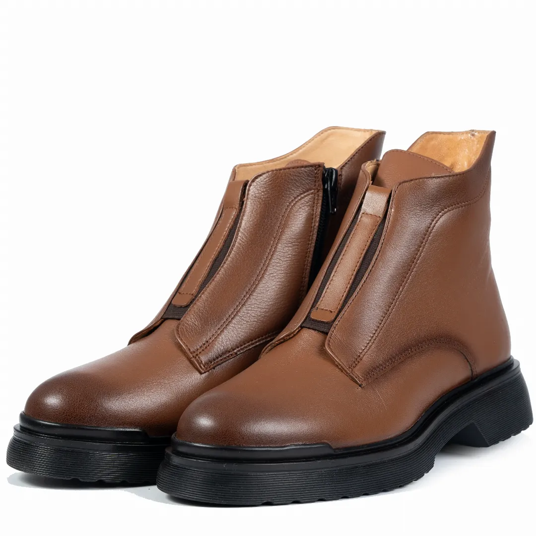 Ghete dama, Glemis, piele naturala - Cod: NE-423, Culoare: Maro Box, Marime: 38 (25.2 cm)