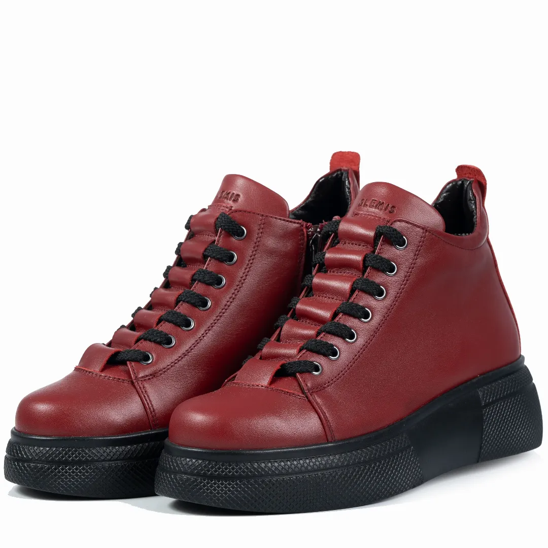 Ghete dama premium, Glemis, piele naturala - Cod: PS-asti-1135, Culoare: Visiniu Box, Marime: 39 (25.7 cm)