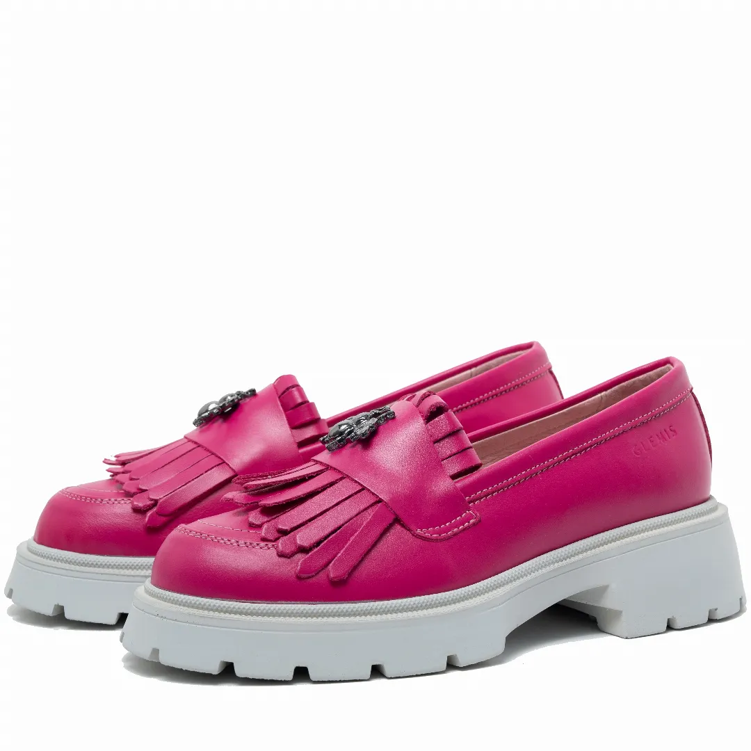 Mocasini dama, Glemis, piele naturala - Cod: 655, Culoare: Magenta, Talpa: Alba, Marime: 38