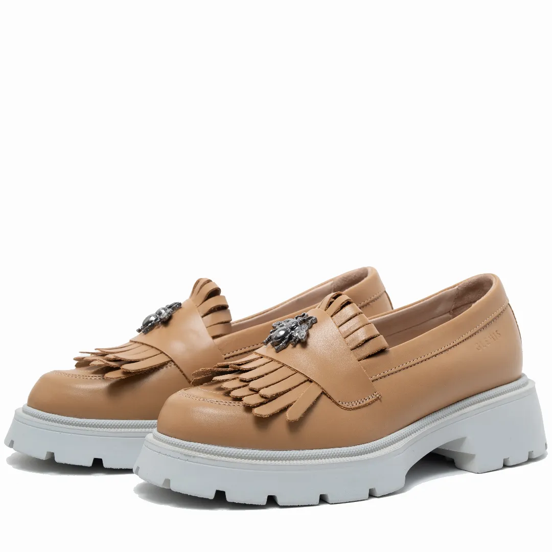 Mocasini dama, Glemis, piele naturala - Cod: 655, Culoare: Maro, Talpa: Alba, Marime: 38