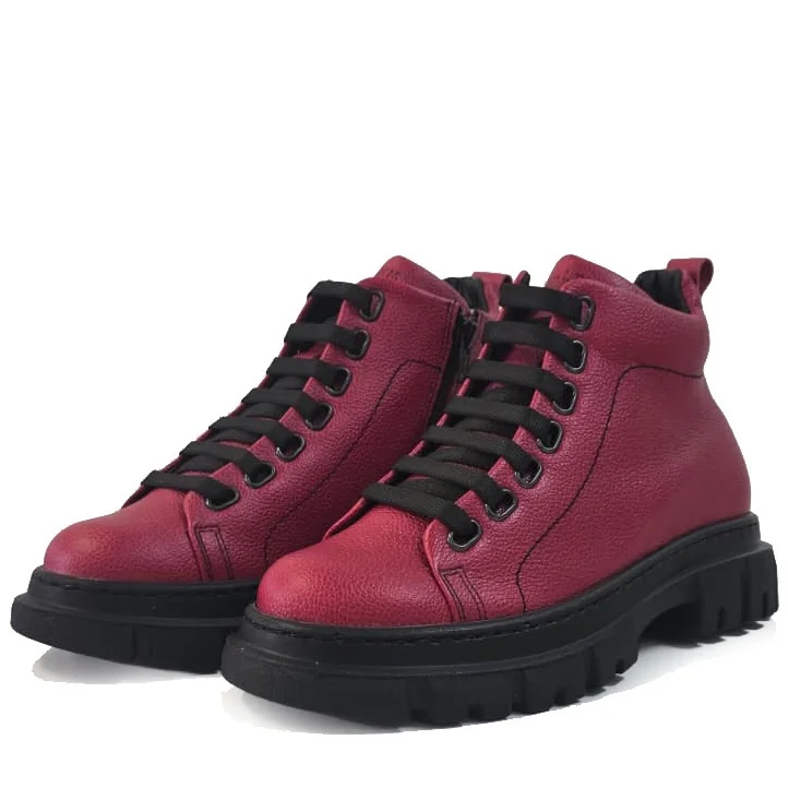 Ghete dama calapod lat, Glemis, piele naturala - Cod: Lejero, Culoare: Rosu Bizon, Marime: 38 (24.8 cm)