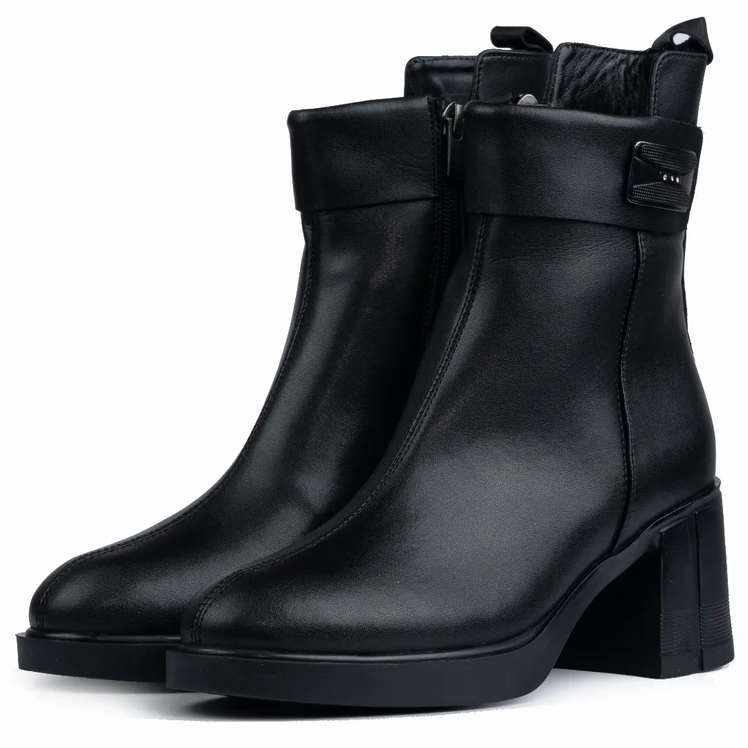 Botine dama, Glemis, piele naturala - Cod: AS-2418, Culoare: Negru Box, Marime: 38 (24.5 cm)