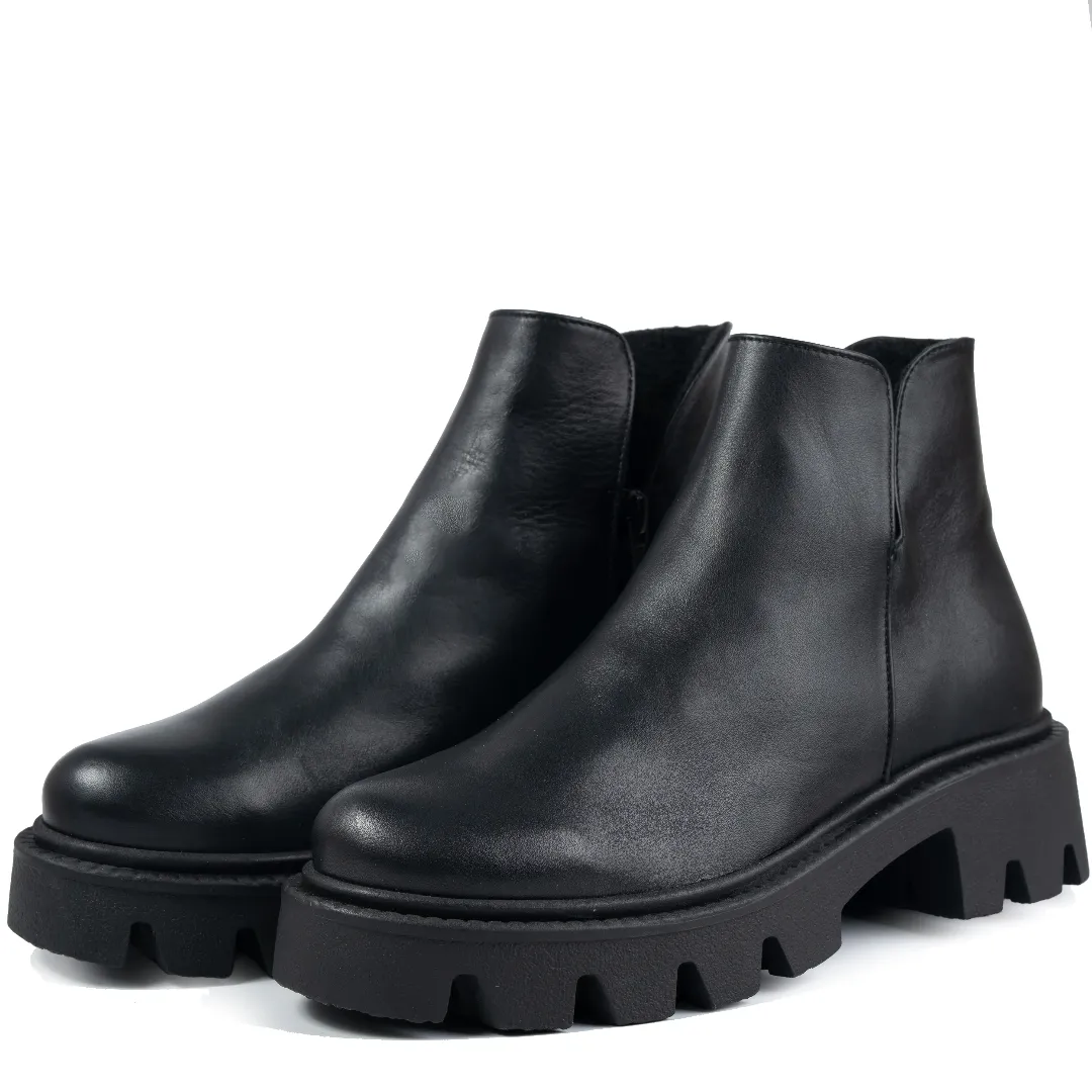 Ghete dama smart office, Glemis, piele naturala - Cod: IB-4000, Culoare: Negru Box, Marime: 38 (24.5 cm)