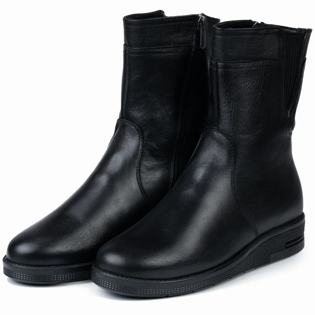 Ghete dama confort calapod lat, Glemis, piele naturala - Cod: AS-934, Culoare: Negru Box, Marime: 38 (24.4 cm)