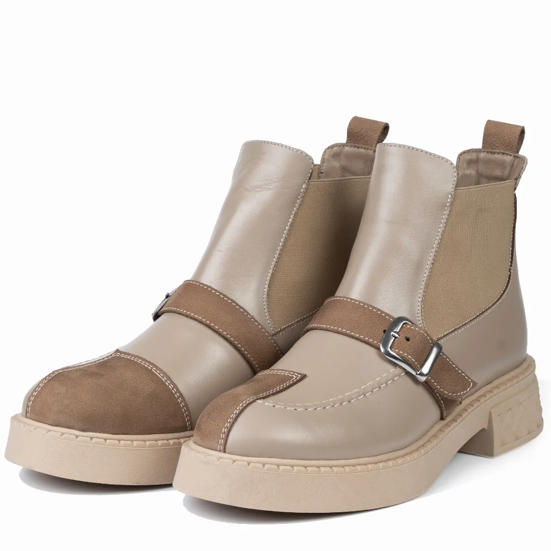 Ghete dama, Glemis, piele naturala - Cod: AS-2525-04, Culoare: Taupe Box Velur, Marime: 38 (24.9 cm)