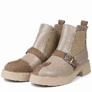 Ghete dama, Glemis, piele naturala - Cod: AS-2525-04, Culoare: Taupe Box Velur, Marime: 38 (24.9 cm)