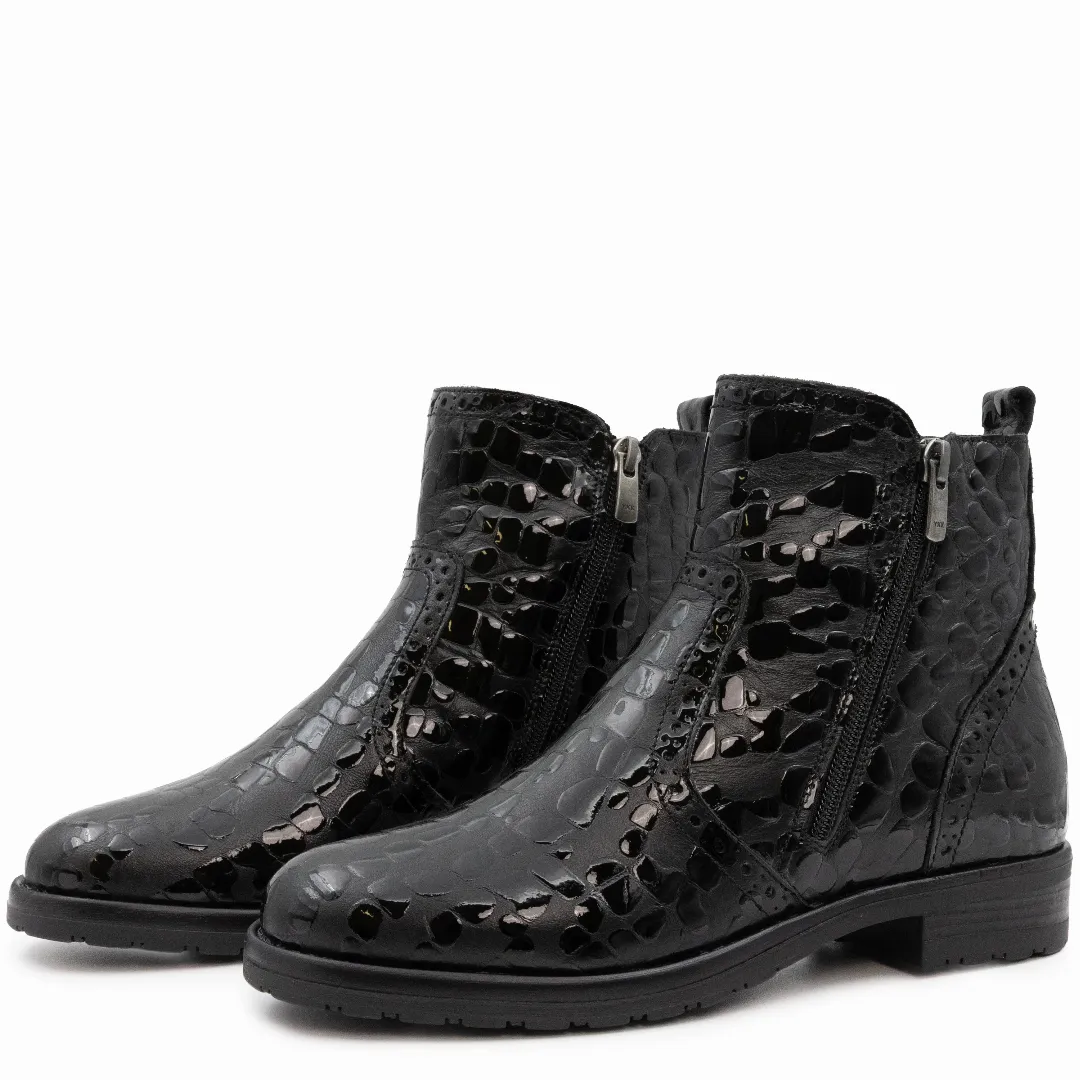 Ghete dama, Glemis, piele naturala - Cod: AS-2442, Culoare: Negru Box Lac, Marime: 38 (25.2 cm)