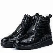 Ghete dama, Glemis, piele naturala - Cod: AS-2508, Culoare: Negru Box Lac, Marime: 37 (24.1 cm)