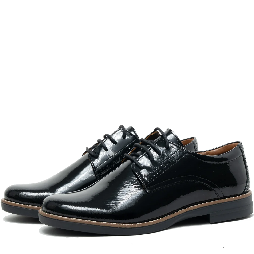 Pantofi casual dama, Glemis, piele naturala - Model: AN-1240-K, Culoare: Negru Lucios, Marime: 38 (24.7 cm)
