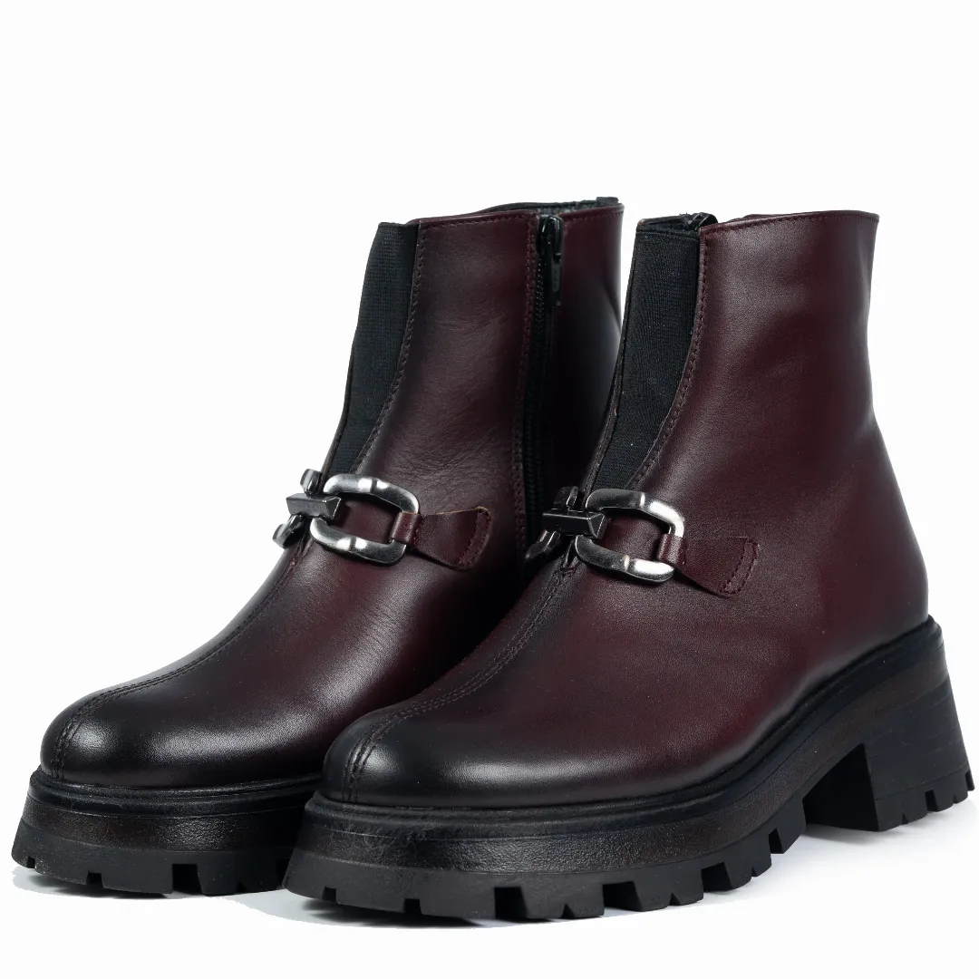 Ghete dama, Glemis, piele naturala - Cod: NE-429, Culoare: Visiniu Box, Marime: 38 (25.3 cm)