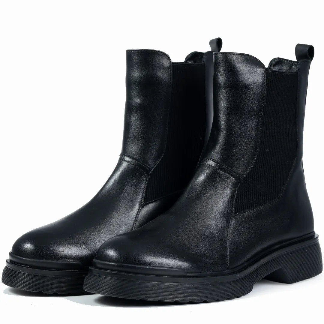 Ghete dama, Glemis, piele naturala - Cod: NE-421, Culoare: Negru Box, Marime: 38 (25.2 cm)