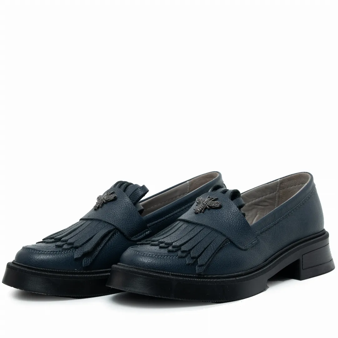 Mocasini dama, Glemis, piele naturala - Model: PS-cloe-1155, Culoare: Blue Bizon, Marime: 38 (24.8 cm)
