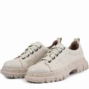 Pantofi casual dama, Glemis, piele naturala - Cod: 665, Culoare: Bej Bizon, Marime: 38
