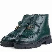 Ghete dama calapod normal, Glemis, piele naturala - Model: Stupina, Culoare: Verde Box, Marime: 38 (25 cm)