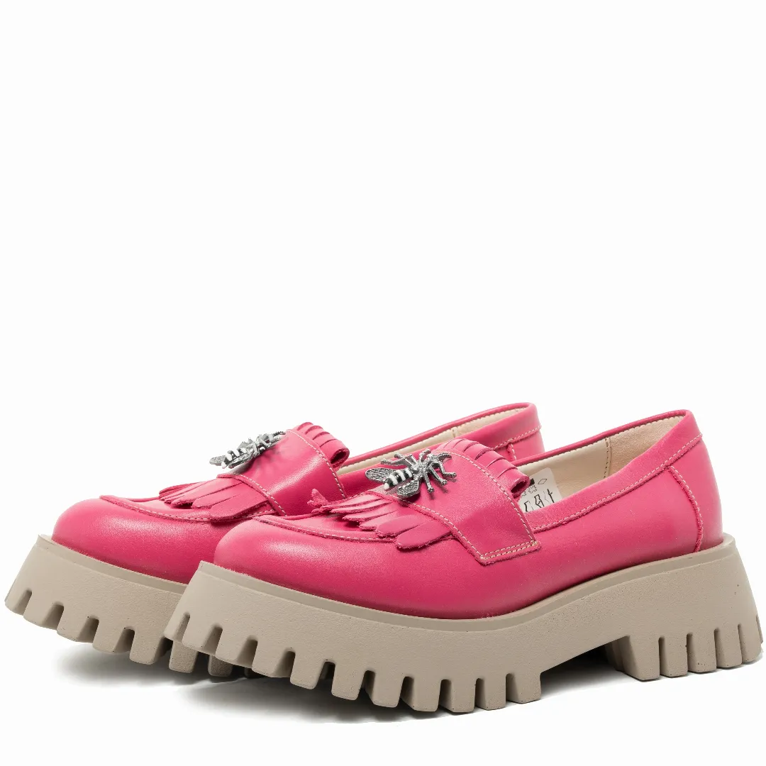 Mocasini dama, Glemis, piele naturala - Model: IB-2610, Culoare: Roz, Marime: 38 (25 cm)