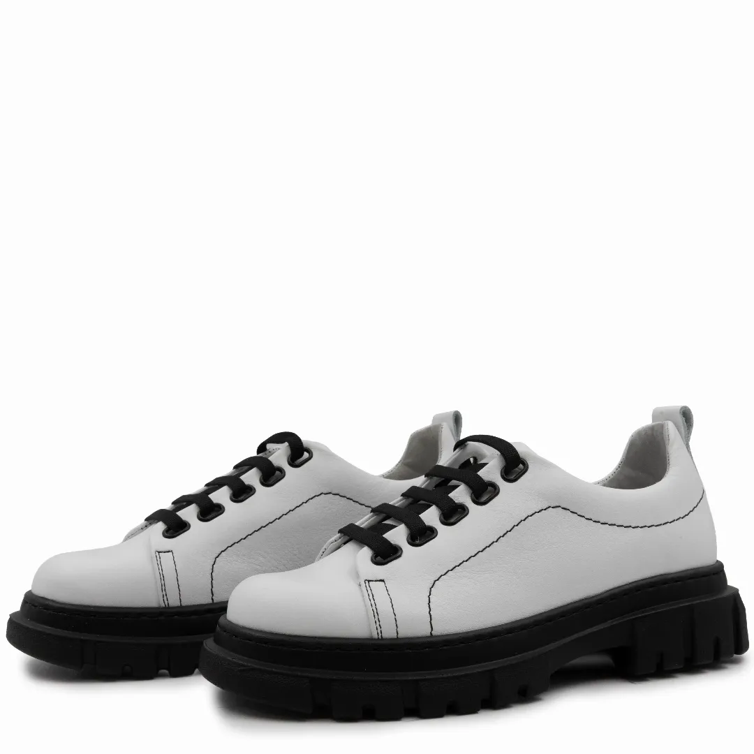 Pantofi dama calapod lat, Glemis, piele naturala - Cod: 665, Culoare: Alb Box TN, Marime: 38 (24.8 cm)