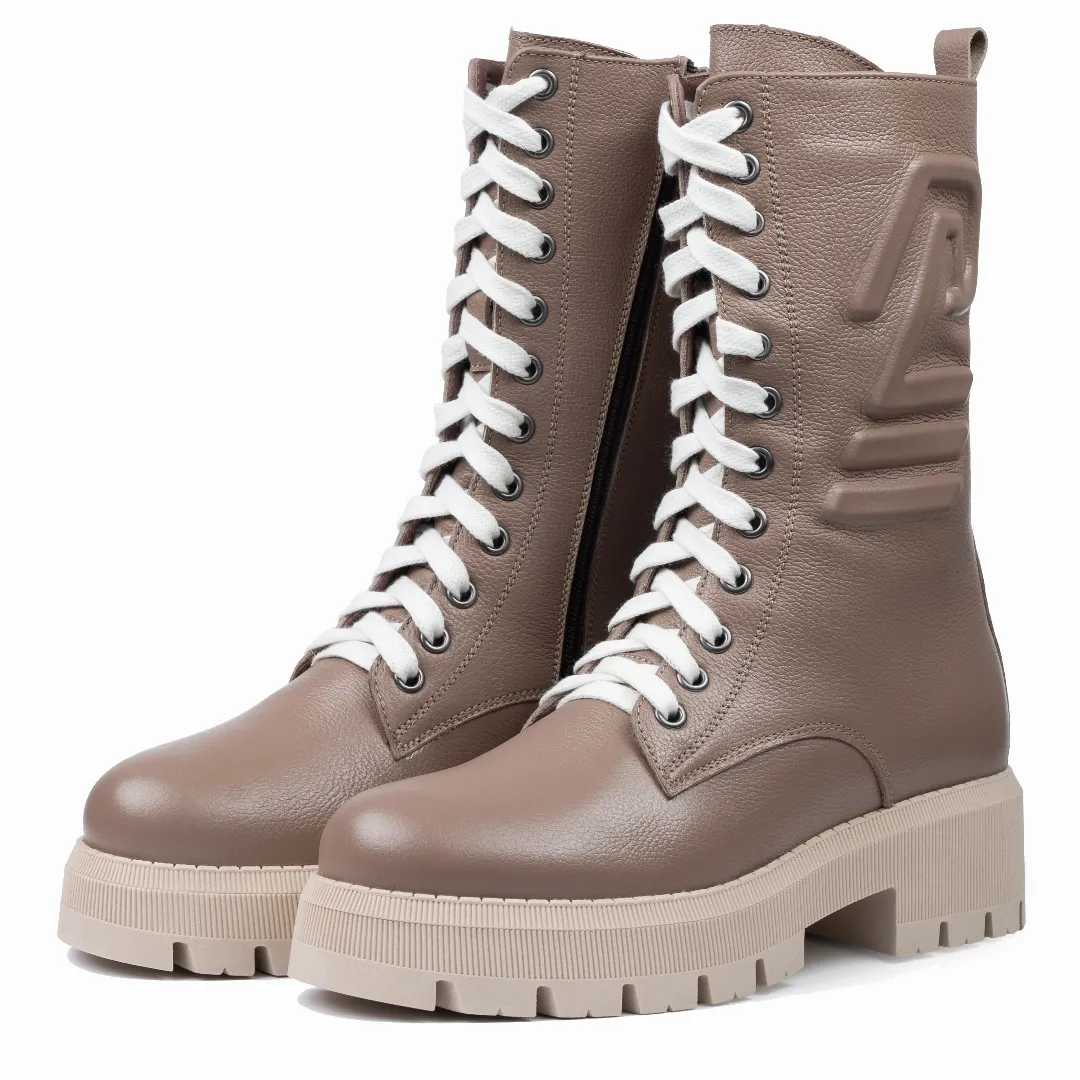 Ghete dama inalte, Glemis, piele naturala - Model: AS-florida-2425, Culoare: Taupe Bizon, Marime: 38 (25.1 cm)