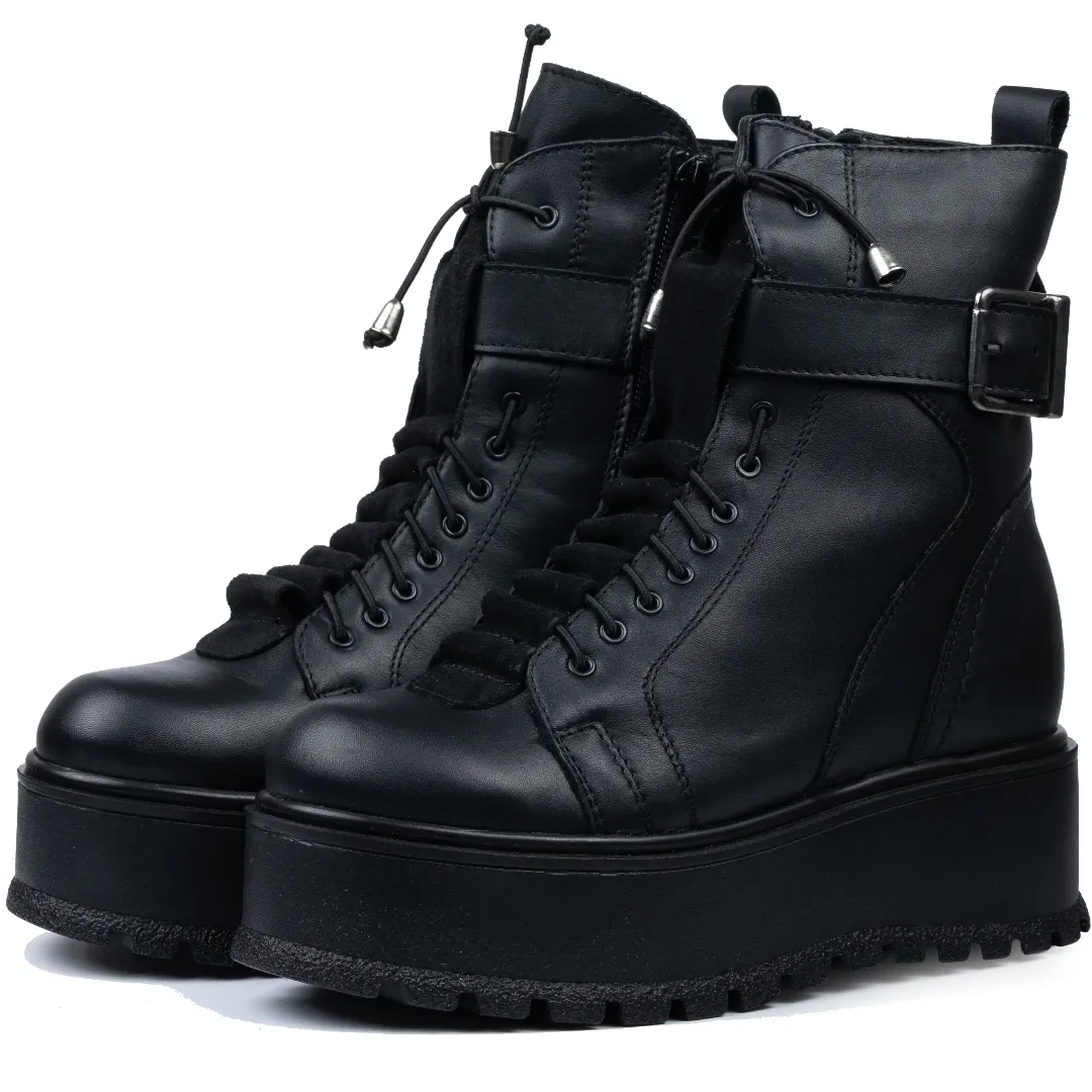 Ghete dama, Glemis, piele naturala - Cod: IB-750, Culoare: Negru Box, Marime: 38 (24.4 cm)