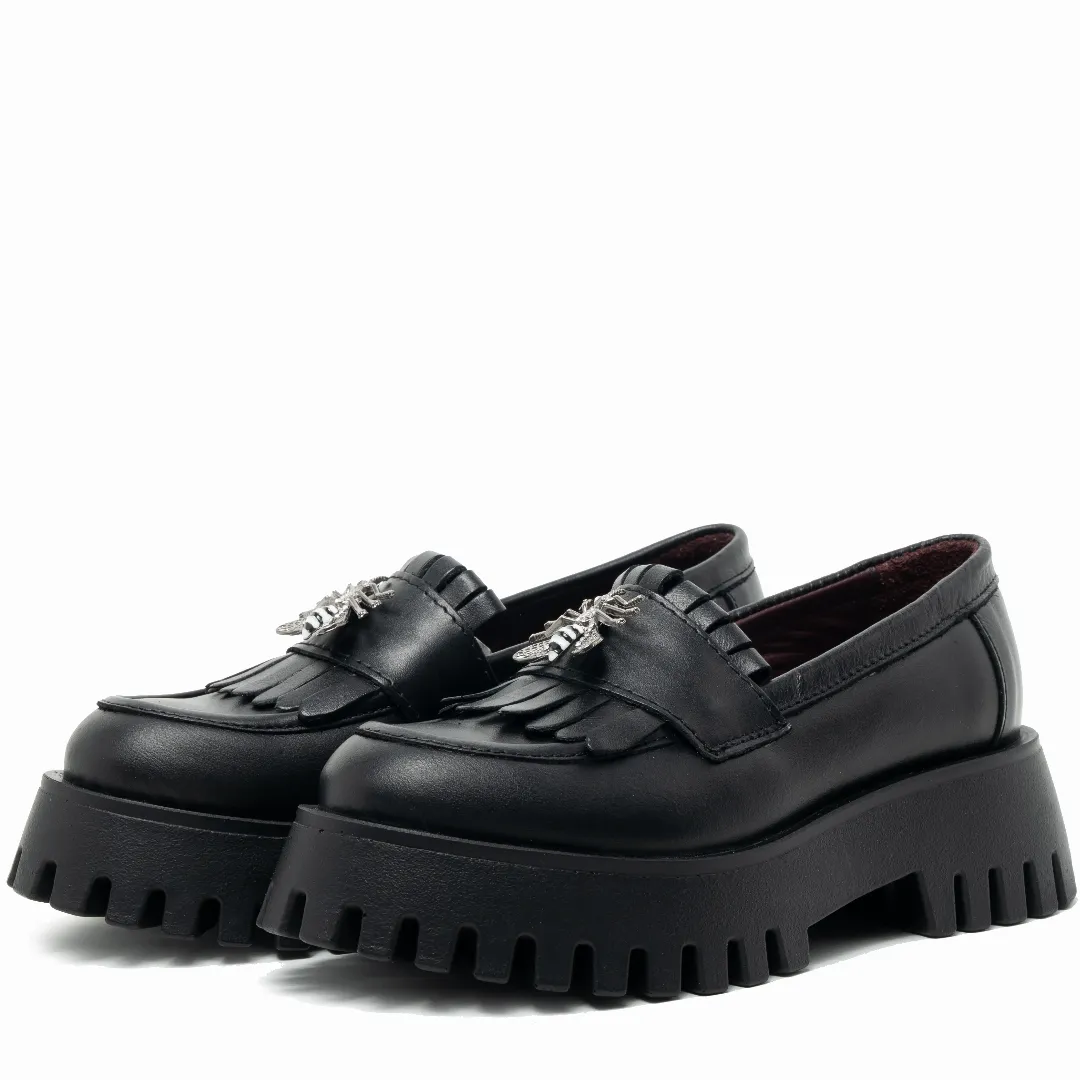 Mocasini dama, Glemis, piele naturala - Model: IB-2610, Culoare: Negru, Marime: 38 (25 cm)