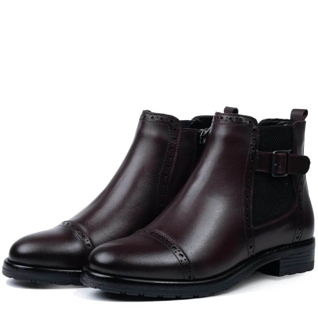 Ghete dama, Glemis, piele naturala - Cod: AS-2445, Culoare: Bordo Box, Marime: 38 (25.2 cm)