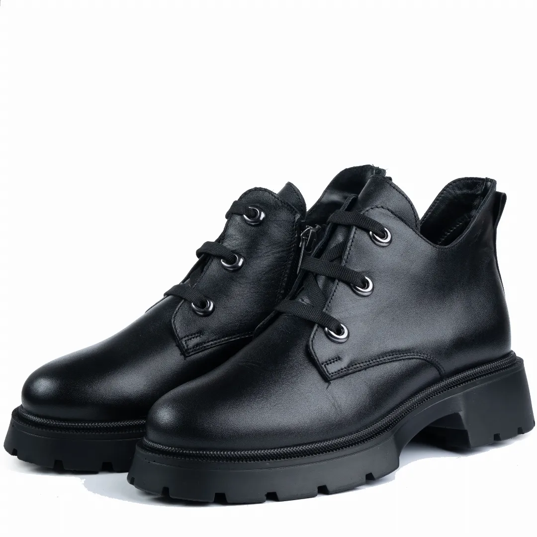 Ghete dama calapod lat, Glemis, piele naturala - Cod: AS-2462, Culoare: Negru Box, Marime: 38 (25.2 cm)