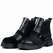 Ghete dama, Glemis, piele naturala - Cod: AS-2525-04, Culoare: Negru Box Velur, Marime: 38 (24.9 cm)