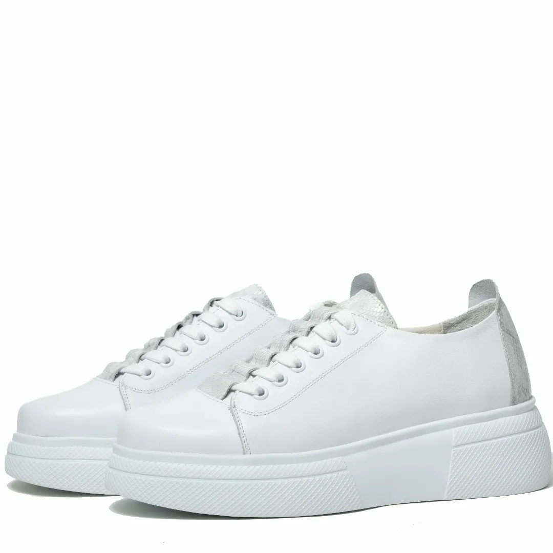 Pantofi dama premium, Glemis, piele naturala - Cod: PS-asti-1065, Culoare: Alb Box Sarpe, Marime: 38 (24.9 cm)