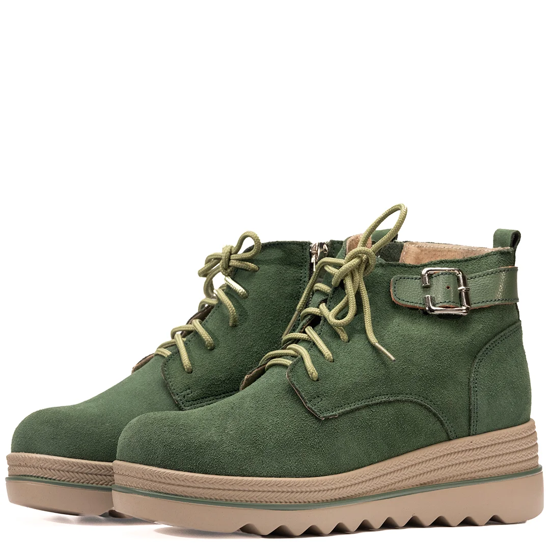 Ghete dama, Voguer, piele naturala intoarsa - Colectie: Cosmopolitan Chic, Culoare: Verde, Marime: 39