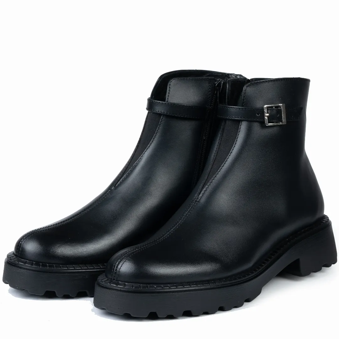 Ghete dama, Glemis, piele naturala - Cod: NE-430, Culoare: Negru Box, Marime: 38 (25.3 cm)