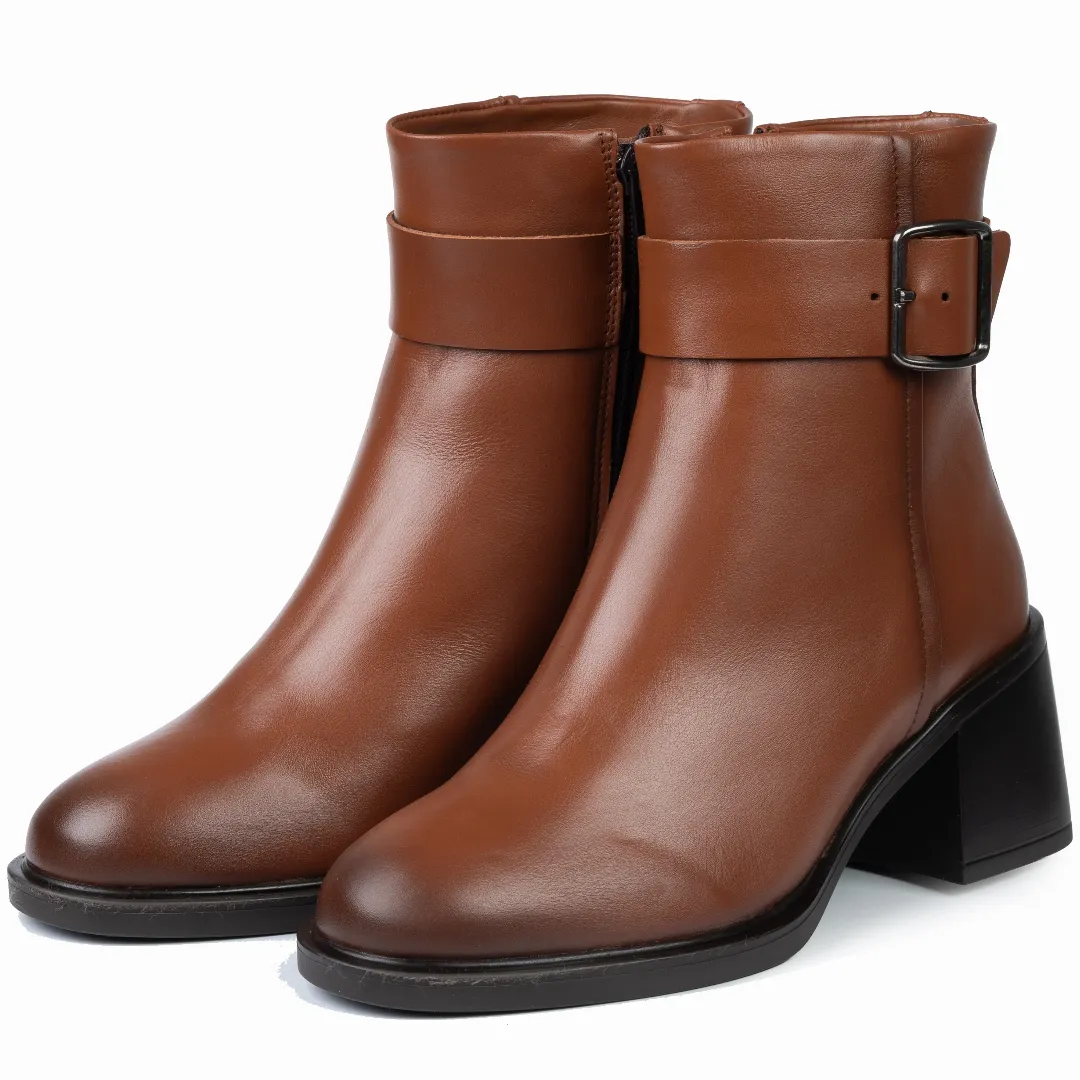 Botine dama, Glemis, piele naturala - Cod: NE-488, Culoare: Maro Deschis, Marime: 38 (24.6 cm)