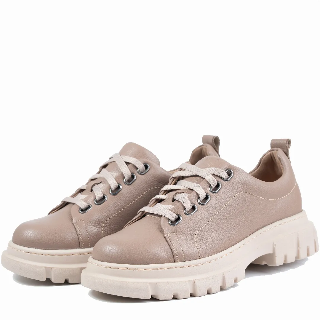 Pantofi casual dama, Glemis, piele naturala - Cod: 665, Culoare: Taupe Bizon, Marime: 38