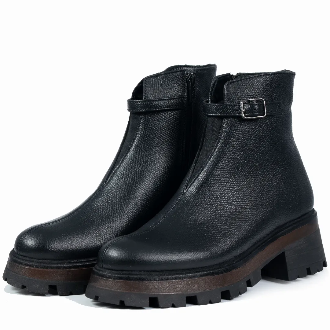 Ghete dama, Glemis, piele naturala - Cod: NE-430, Culoare: Negru Bizon, Marime: 38 (25.3 cm)