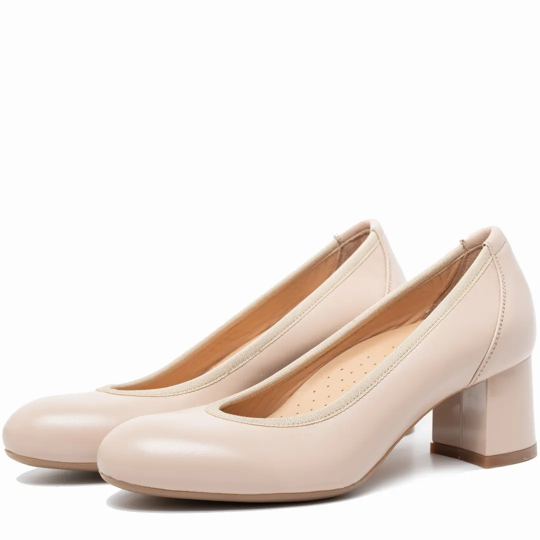 Pantofi dama eleganti, Glemis, piele naturala - Model: Siena, Culoare: Nude box, Marime: 38 (25 cm)
