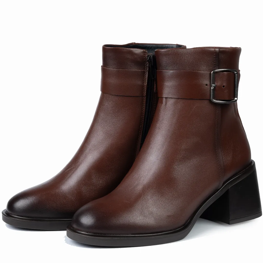 Botine dama, Glemis, piele naturala - Cod: NE-488, Culoare: Maro Inchis, Marime: 38 (24.6 cm)