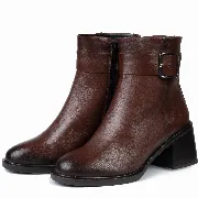 Botine dama, Glemis, piele naturala - Cod: NE-488, Culoare: Maro Inchis, Marime: 38 (24.6 cm)