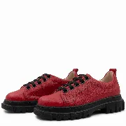 Pantofi dama calapod lat, Glemis, piele naturala - Cod: 665, Culoare: Rosu Bizon, Marime: 38 (24.8 cm)