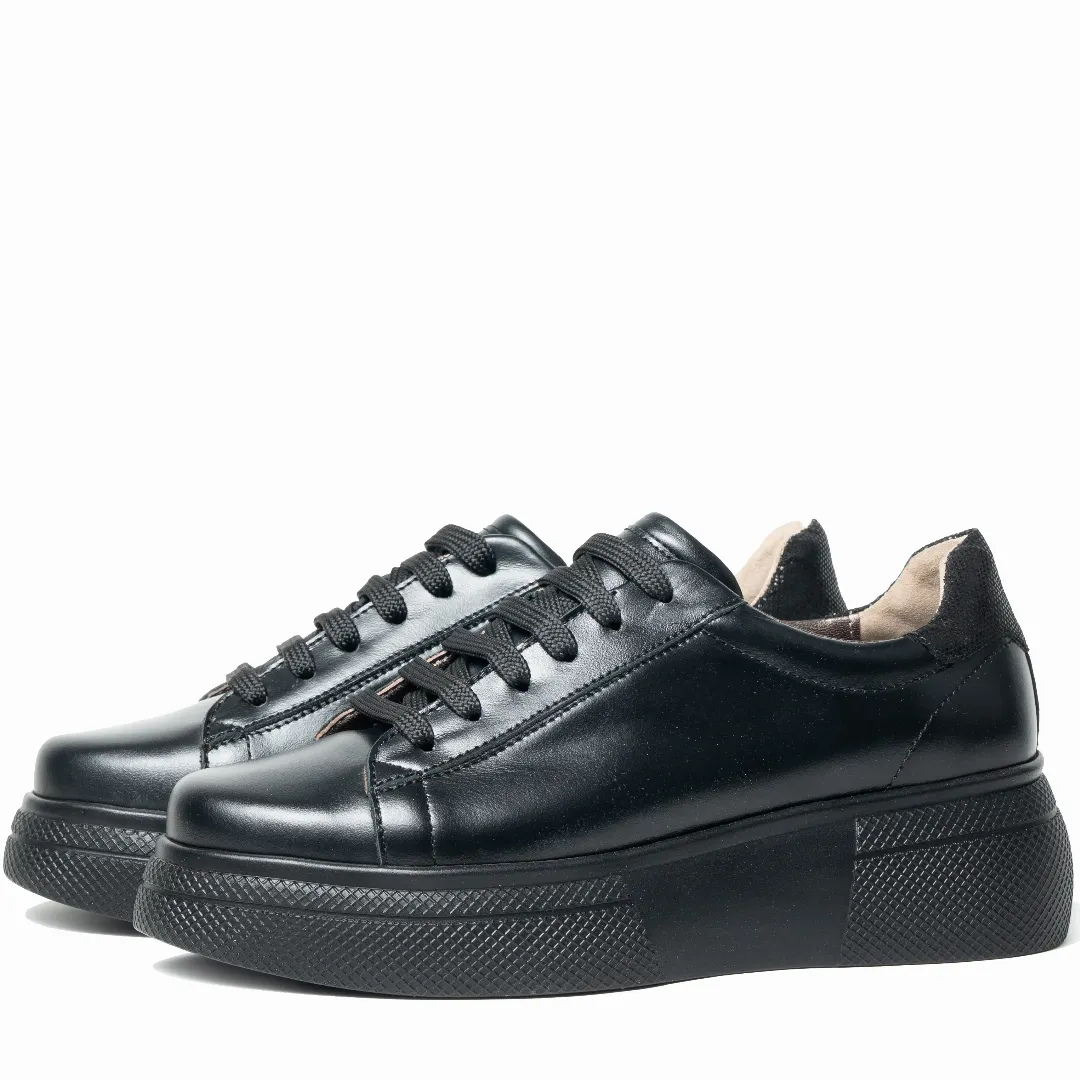 Pantofi casual dama, Glemis, piele naturala - Model: PS-asti-1035, Culoare: Negru Box Sidef, Marime: 38 (24.9 cm)