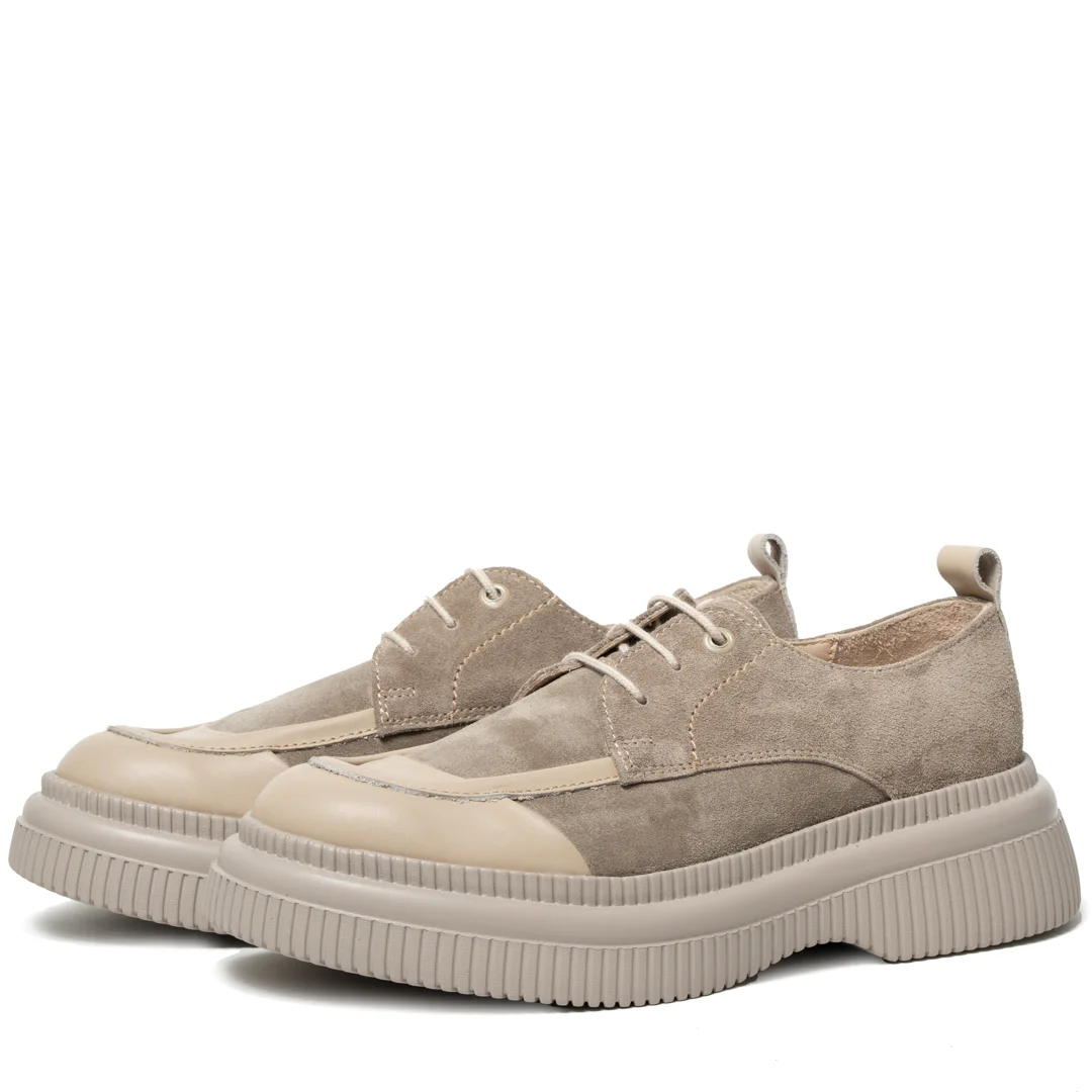 Pantofi casual dama, Glemis, piele naturala intoarsa - Model: IB-2900, Culoare: Bej, Marime: 38 (25 cm)