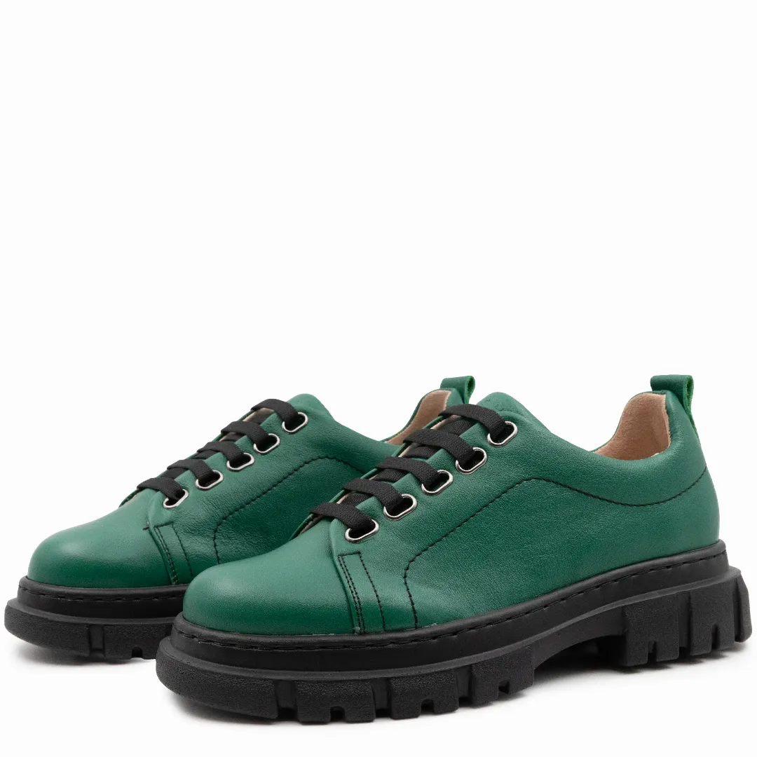 Pantofi dama calapod lat, Glemis, piele naturala - Cod: 665, Culoare: Verde Bizon, Marime: 38 (24.8 cm)