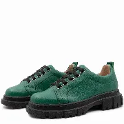 Pantofi dama calapod lat, Glemis, piele naturala - Cod: 665, Culoare: Verde Bizon, Marime: 38 (24.8 cm)