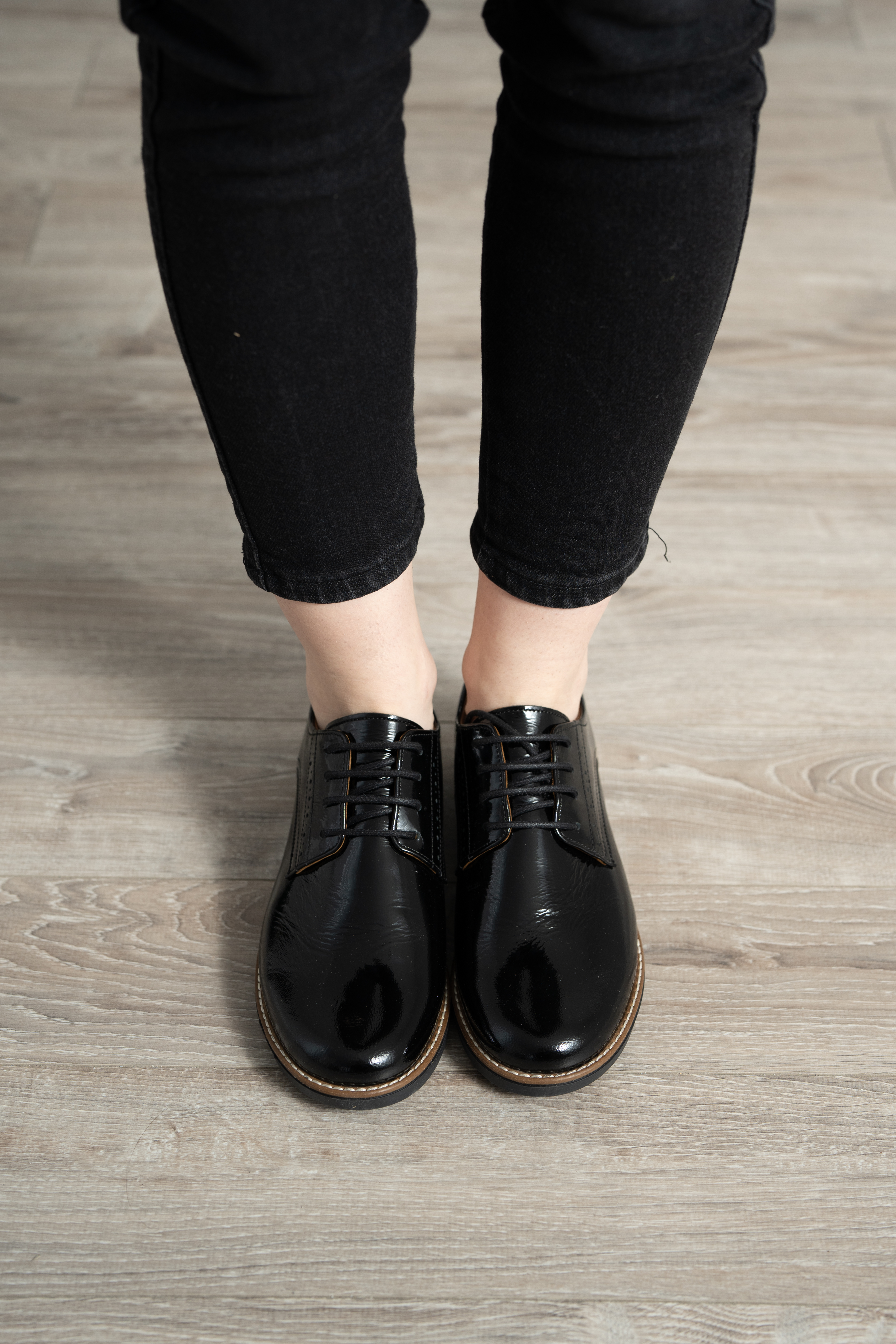 Pantofi casual dama, Glemis, piele naturala - Model: AN-1240-K, Culoare: Negru Lucios, Marime: 38 (24.7 cm)