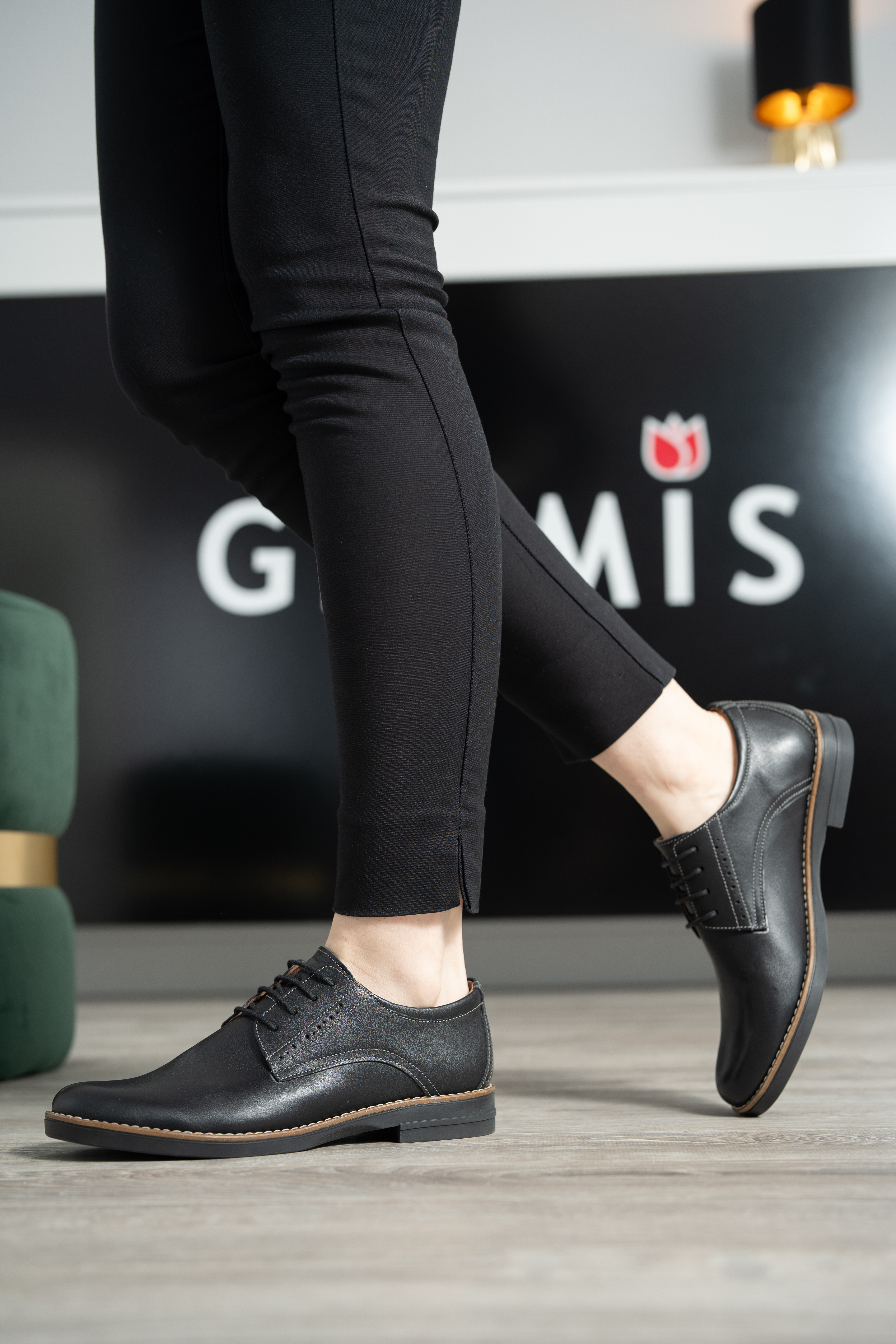 Pantofi casual dama, Glemis, piele naturala - Model: AN-1240-K, Culoare: Negru, Marime: 38 (24.7 cm)