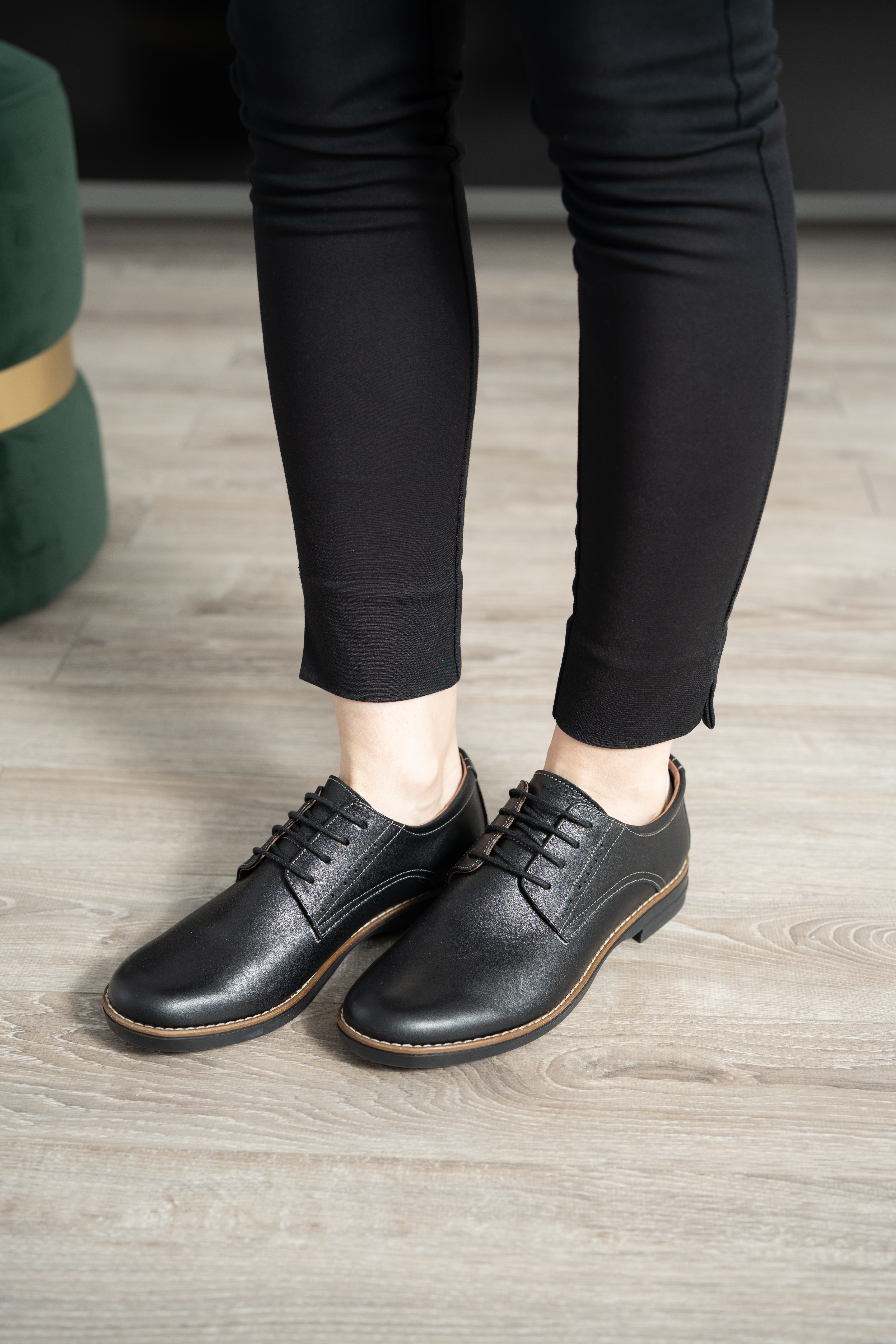 Pantofi casual dama, Glemis, piele naturala - Model: AN-1240-K, Culoare: Negru, Marime: 38 (24.7 cm)