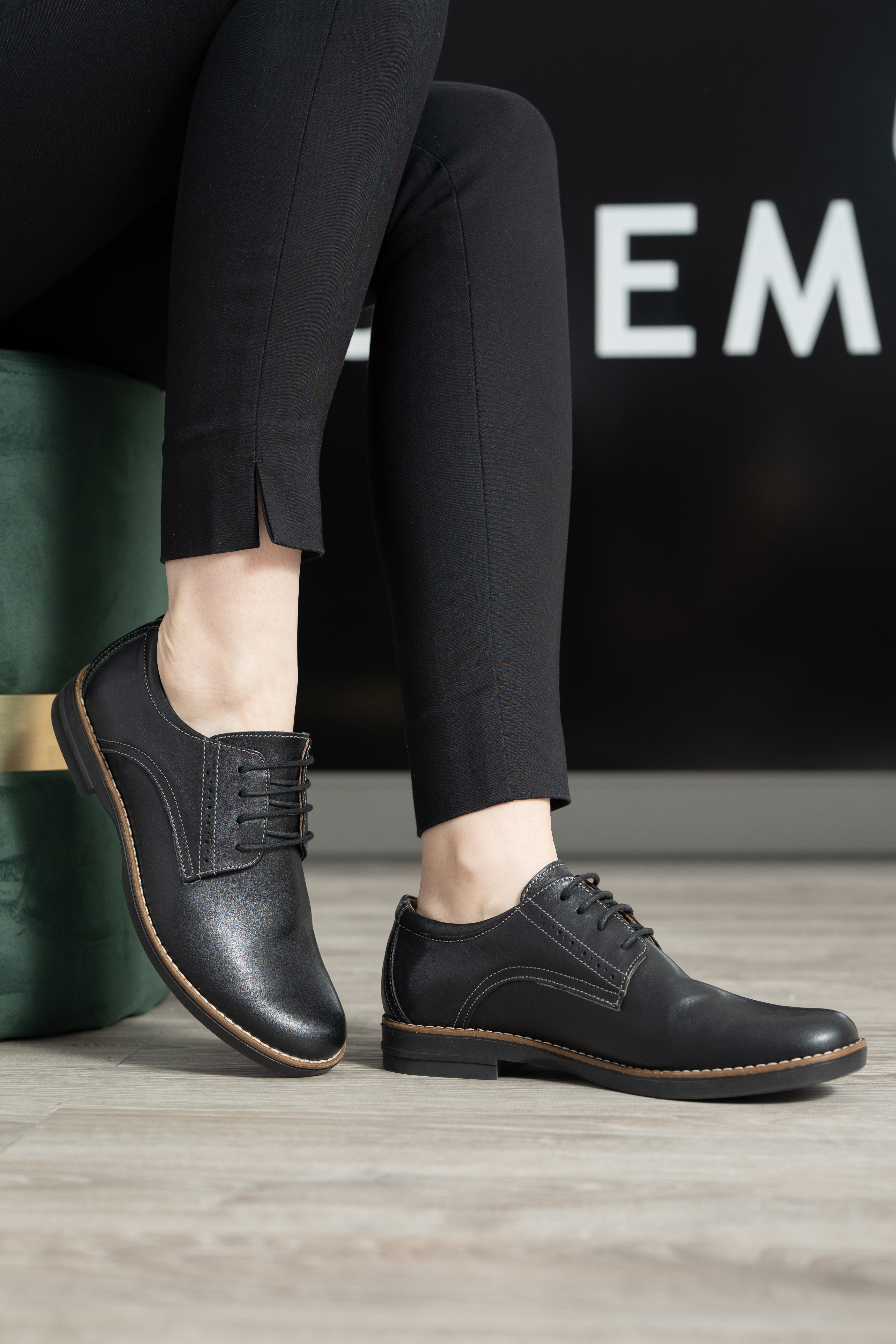 Pantofi casual dama, Glemis, piele naturala - Model: AN-1240-K, Culoare: Negru, Marime: 38 (24.7 cm)