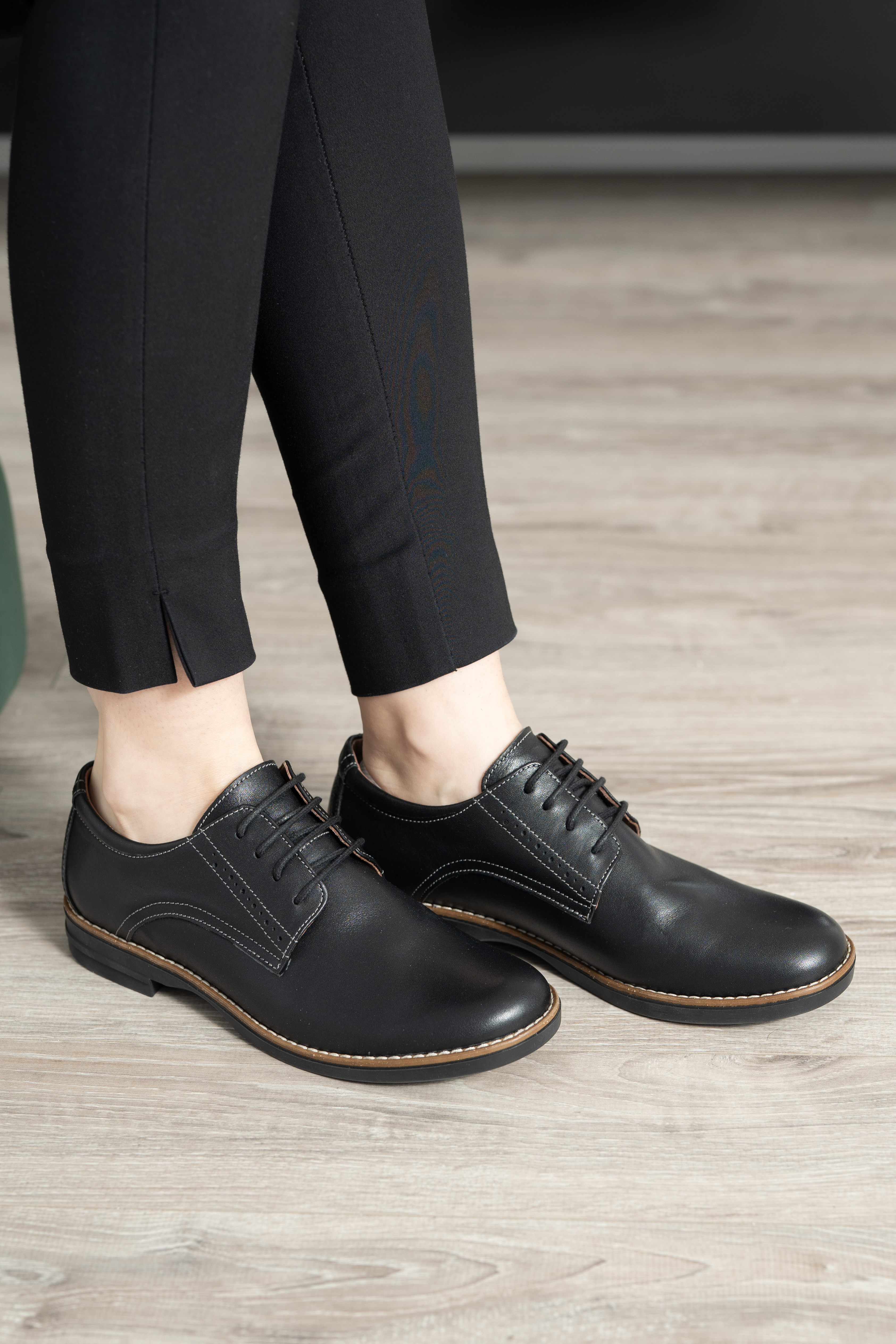 Pantofi casual dama, Glemis, piele naturala - Model: AN-1240-K, Culoare: Negru, Marime: 38 (24.7 cm)