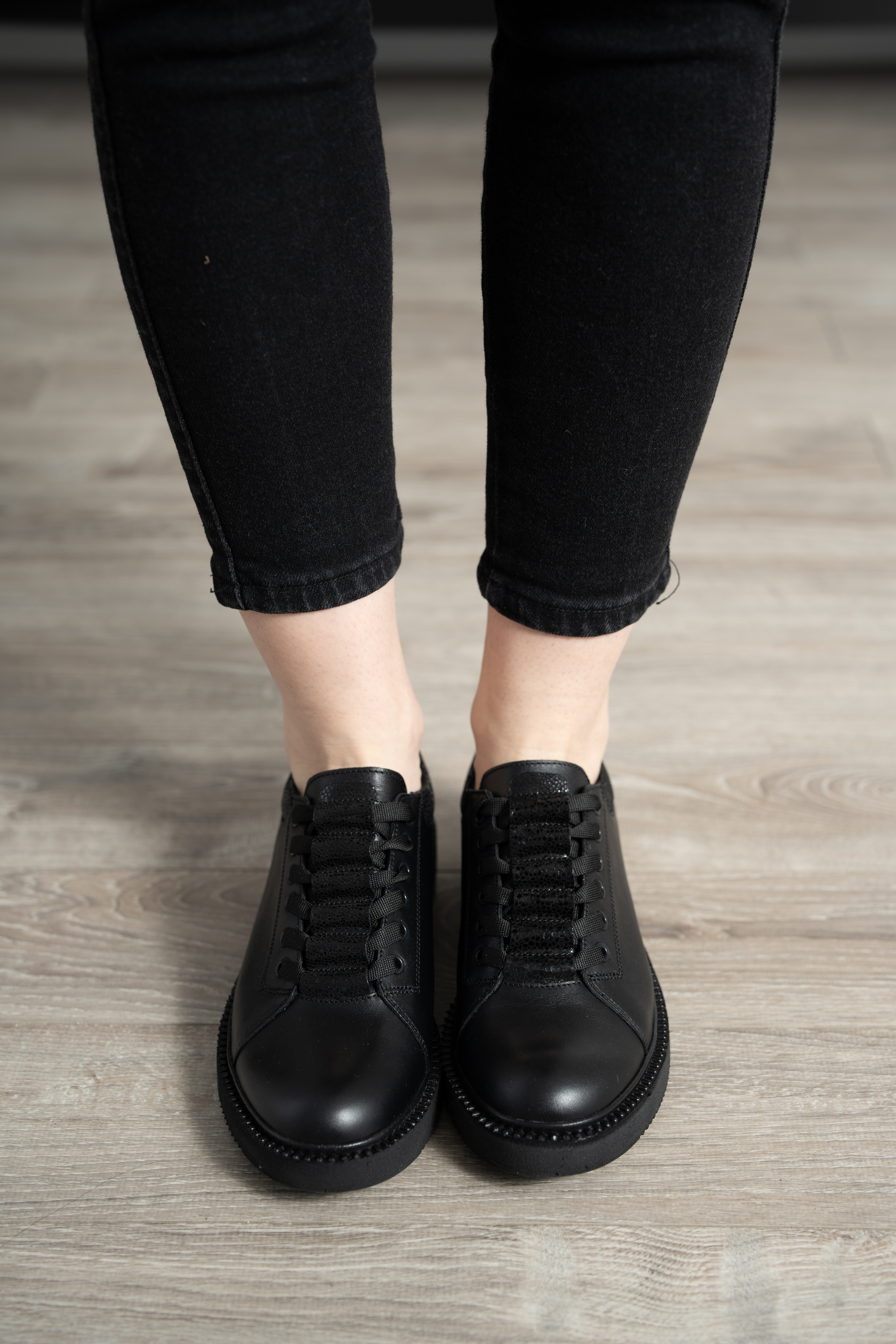 Pantofi casual dama, Glemis, piele naturala - Model: AN-1260-2, Culoare: Negru Sidefat, Marime: 38 (24.9 cm)